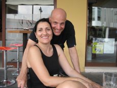 Adoptive Family Photo: Stopping at a Cafe During a Bike Ride, click to view bigger version