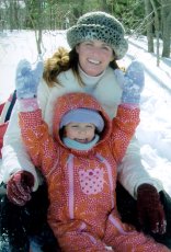Adoptive Family Photo: Mom and Madison<br> Sledding, click to view bigger version