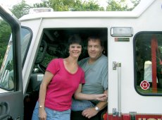 Adoptive Family Photo: Having Fun on the Firetruck for the 4th of July Parade, click to view bigger version