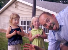 Adoptive Family Photo: Patrick Goofing Around with <br>Our Nieces, click to view bigger version