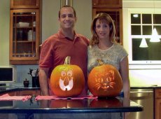 Adoptive Family Photo: Carving Pumpkins at Home for Halloween, click to view bigger version