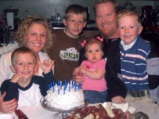 Adoptive Family Photo: With Our Niece and Nephews at Ben�s <br>Birthday Party, click to view bigger version