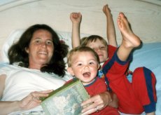 Adoptive Family Photo: Reading the Bobbsey Twins on<br>Block Island, click to view bigger version