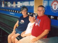Adoptive Family Photo: In the Texas Rangers� Dugout, click to view bigger version