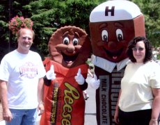 Adoptive Family Photo: At Hershey Park withOur Friends<br> Reeses and Hershey for a Family <br>Birthday Party, click to view bigger version