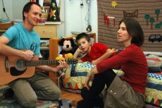 Adoptive Family Photo: Singing Together on a Sunday Evening, click to view bigger version