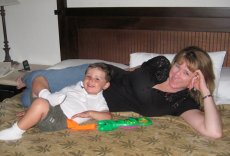Adoptive Family Photo: Jill and Noah Relaxing, click to view bigger version