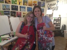 Adoptive Family Photo: Kari and Her Sister Painting Together, click to view bigger version