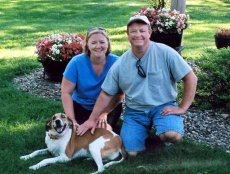 Adoptive Family Photo: Playing with Abby at Nancy's <br>Parents' House, click to view bigger version