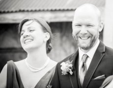 Adoptive Family Photo: Laughing Together at a Friend's Wedding, click to view bigger version