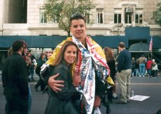 Adoptive Family Photo: Meeting Brian at the Finish Line of<br> NYC Marathon, click to view bigger version