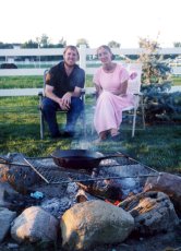 Adoptive Family Photo: Relaxing Around Our Campfire <br>in Our Backyard, click to view bigger version