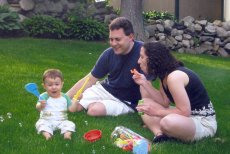 Adoptive Family Photo: Blowing Bubbles with Our Nephew, Alex, click to view bigger version