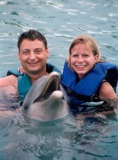 Adoptive Family Photo: Swimming with the Dolphins, click to view bigger version