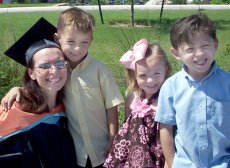 Adoptive Family Photo: Our Three Kids at Dana�s Masters <br>Graduation, click to view bigger version