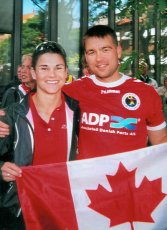 Adoptive Family Photo: Vacation in Denmark for the World Long Course Triathlon Championships.  At the Parade of Nations Celebration Opening Ceremonies, click to view bigger version