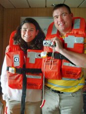 Adoptive Family Photo: A Silly Candid Shot of Us <br>on Vacation on an Alaskan<br>Cruise: Pre-Emergency<br> Preparation Drill, click to view bigger version
