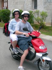 Adoptive Family Photo: Scootering in Bermuda, click to view bigger version