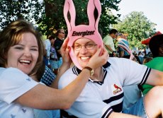 Adoptive Family Photo: Goofing Off at the Great Forest Park <br>Balloon Race, click to view bigger version