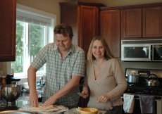 Adoptive Family Photo: Making Homemade Pear and <br>Gorgonzola Pizza, click to view bigger version