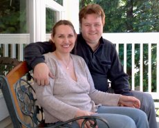 Adoptive Family Photo: Sitting on Our Front Porch Bench, click to view bigger version