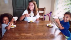 Adoptive Family Photo: Having Afternoon Tea, click to view bigger version
