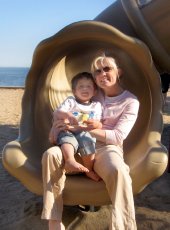 Adoptive Family Photo: Enjoying Our Favorite<br> Playscape Located Right on<br> the Beach, click to view bigger version