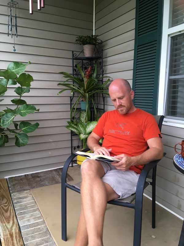 Cory Reading on the Porch