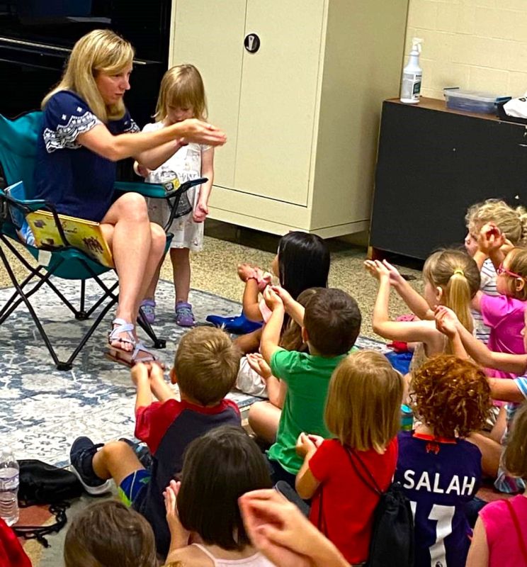 Mary-Kathryn Reading to Children at Vacation Bible School
