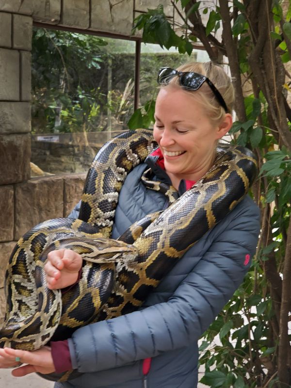 Meg Holding a Python in South Africa