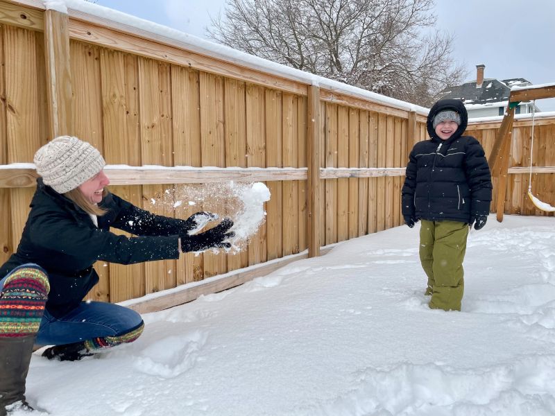 Snowball Fight in the Backyard