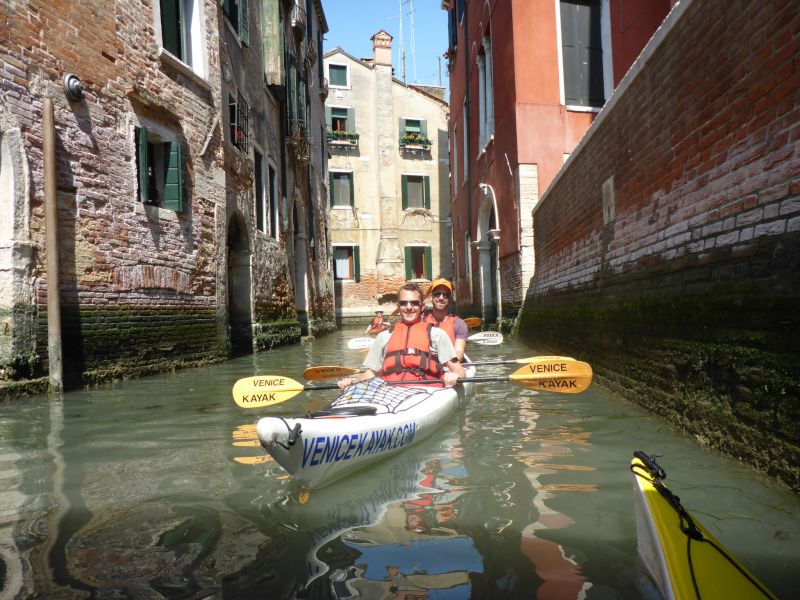 Kayaking in a Venice Canal