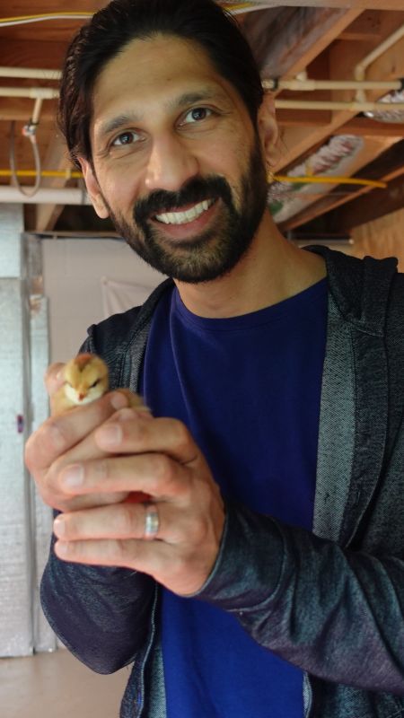 Jacob With One of Our Baby Chicks