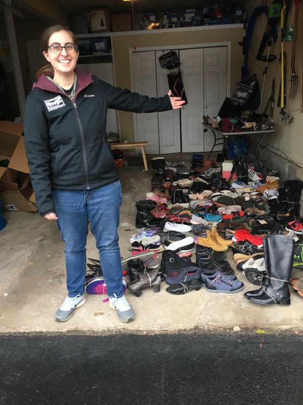 Alison With Donations From the Shoe Drive She Hosted