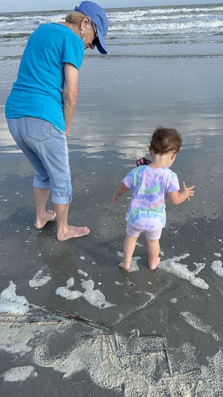 Meme, Brittany's Grandmother, and Haleigh Looking for Shells