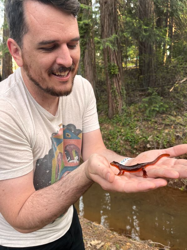 Holding a Salamander From a Nearby Creek