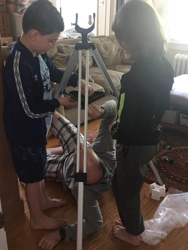 Setting Up a Telescope with Our Nephew 