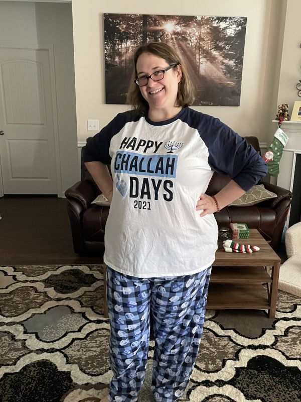 Melissa Showing Off Her Holiday Pajamas