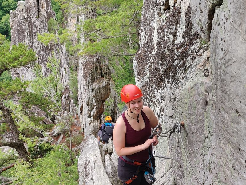Jessica On a Via Ferrata Climb in  West Virginia