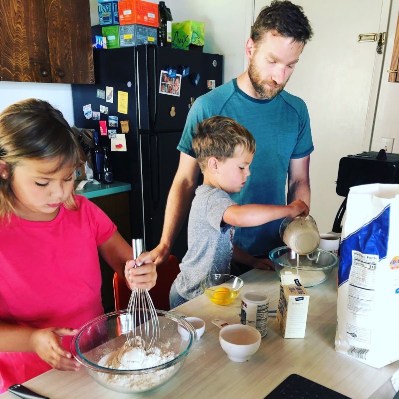 Taylor Making Pancakes With Our Niece & Nephew