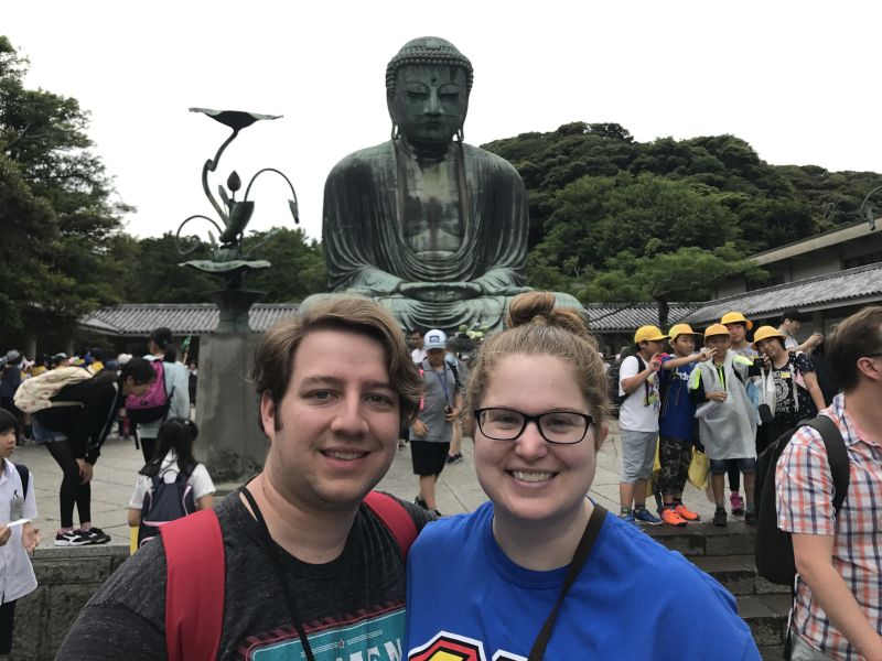 In Front of the Great Buddha of Kamakura in Japan