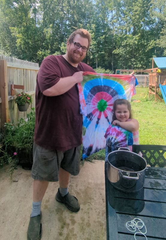 Making Tie-Dye Shirts  in the Backyard