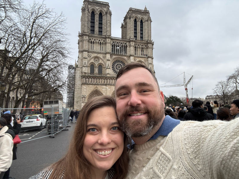 Outside Notre Dame in Paris
