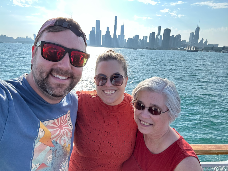 With Beth's Mom on Lake Michigan