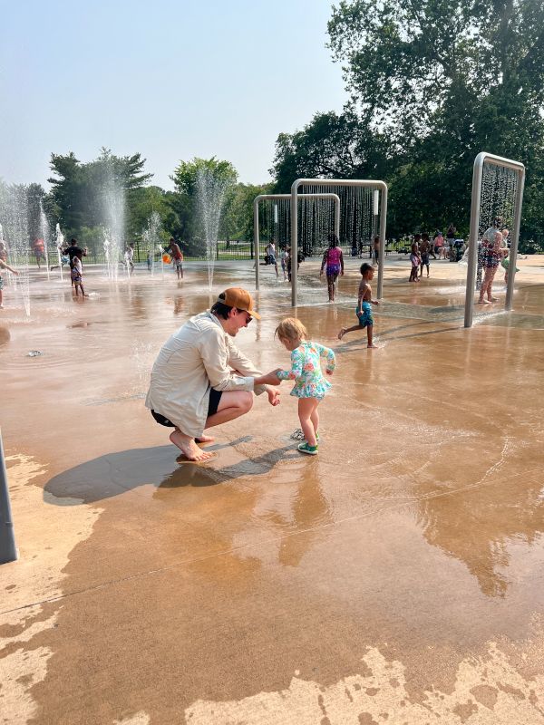 Charlie playing With Our Friends' Kids at the Neighborhood Splash Pad
