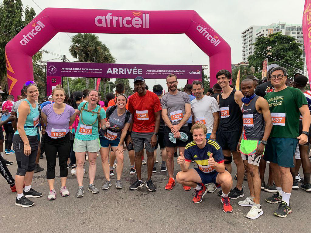 Matt With Friends at the Finish Line of a Half Marathon