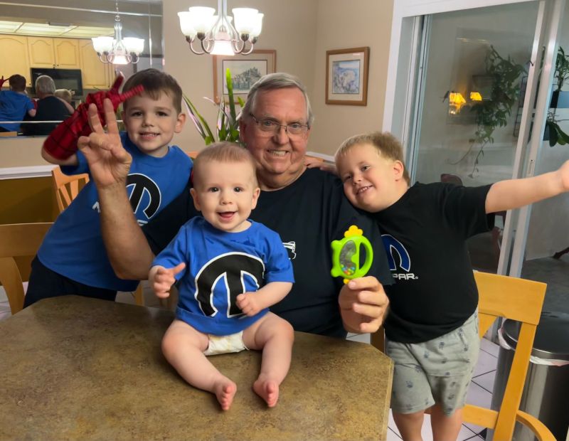 Zeke with Cousins and Grandpa