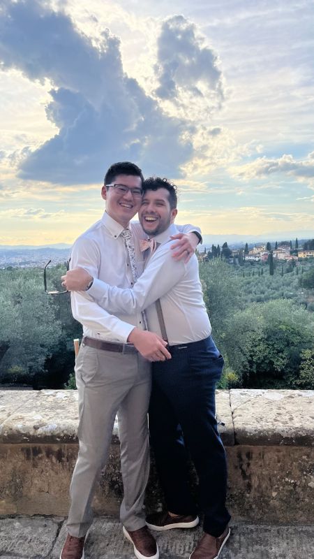 Dressed Up & Enjoying the Views of Tuscany Together