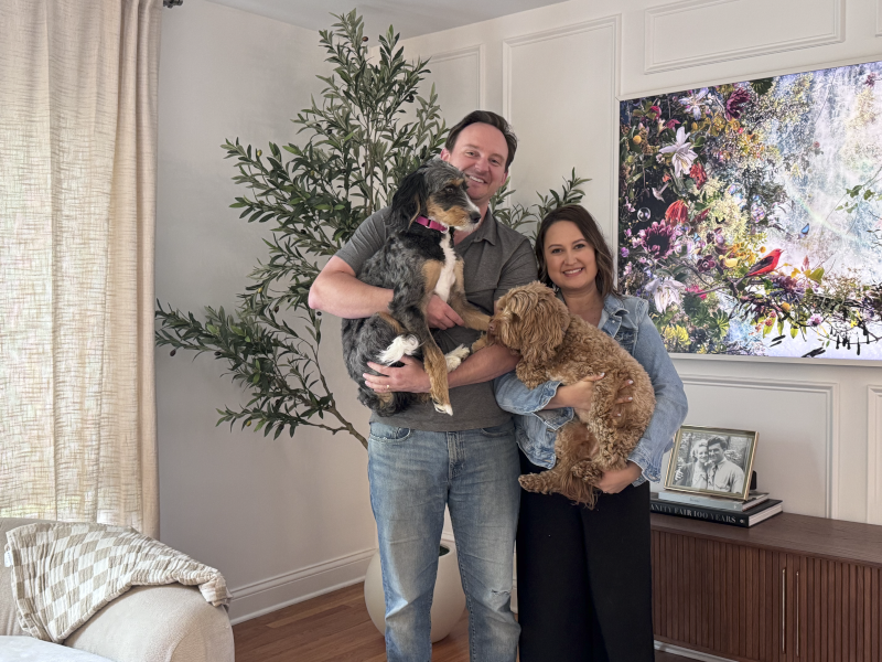 Our Family of Four Trying to Get a Good Photo in Our Living Room