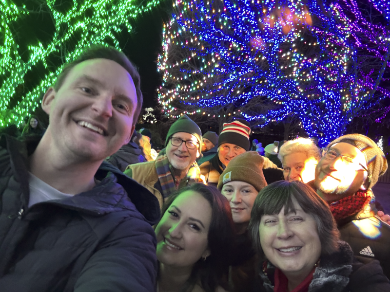 Casey, Martina and Some of Her Immediate Family at a Holiday Lights Exhibit